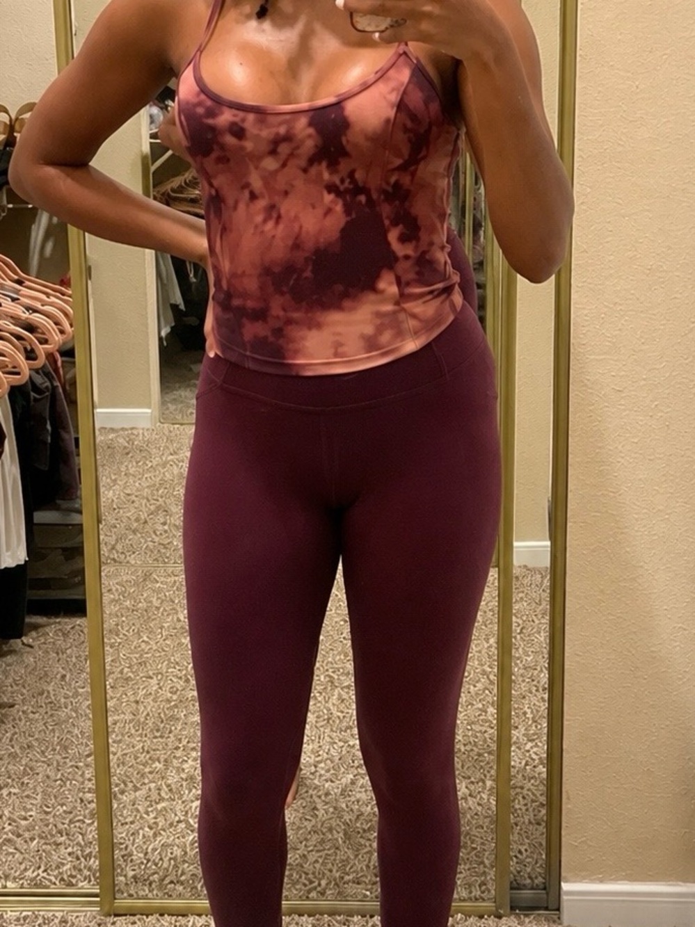Victoria's Secret Deep Wine High-Waist Leggings with coordinating Tank, Small